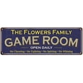 thumbnail image 1 of The Flowers Family Blue Game Room Metal 6x18 Sign 106180037737, 1 of 1