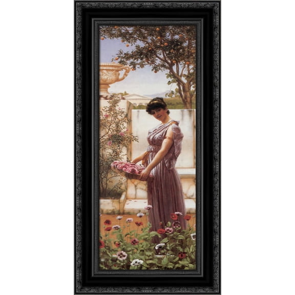 The Flowers of Venus 14x24 Black Ornate Wood Framed Canvas Art by Godward, John William