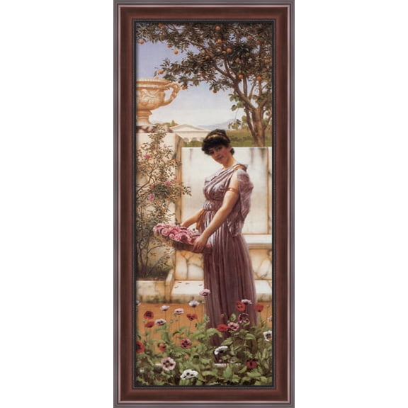 The Flowers of Venus 16x40 Large Walnut Ornate Wood Framed Canvas Art by John William Godward