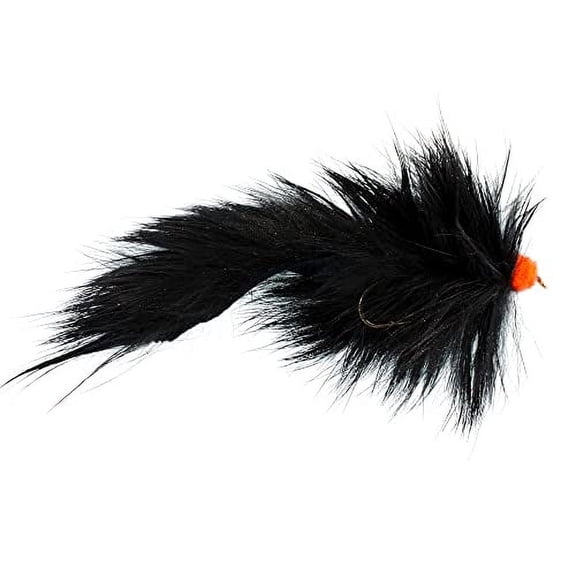 The Fly Fishing Place Black Egg Sucking Leech Bunny Fly Fishing Flies - Bass and Big Trout Streamers - 6 Flies Size 4