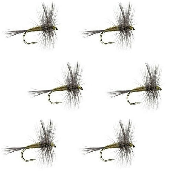 The Fly Fishing Place Blue Winged Olive BWO Classic Trout Dry Fly Fishing Flies - Set of 6 Flies Size 18