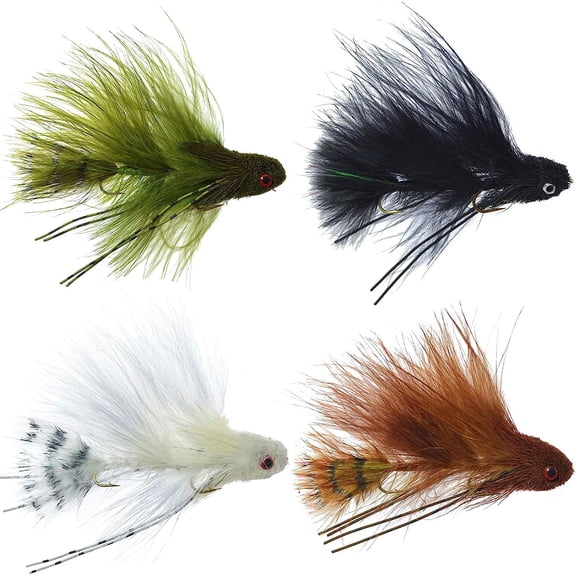 The Fly Fishing Place Mini Dungeon Articulated Streamers Collection Trout Bass Stinger Fly Fishing Flies - Set of 4 Hook Size 6