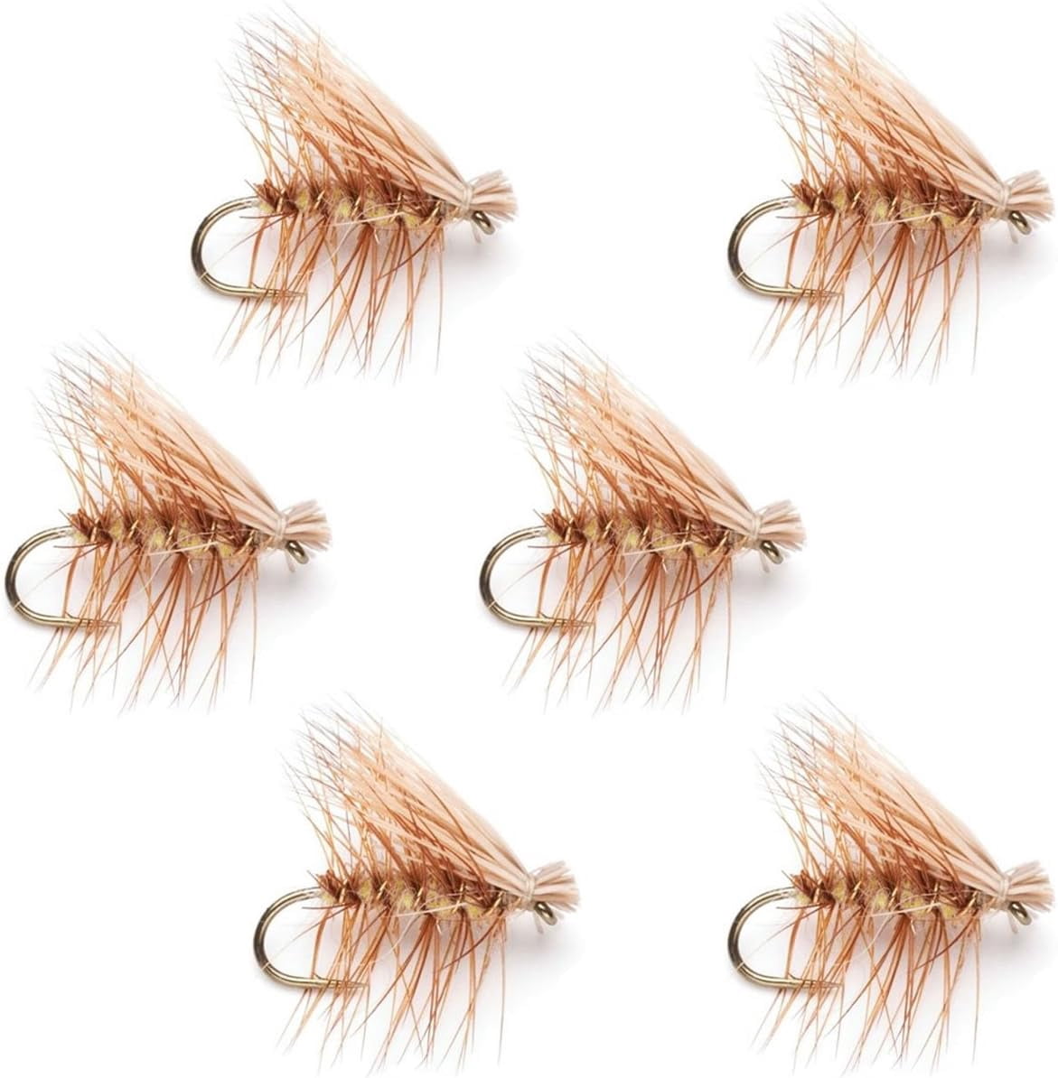 6 No. BARBLESS Black Suspender Hopper dry fly size 14 - TROUT FLY