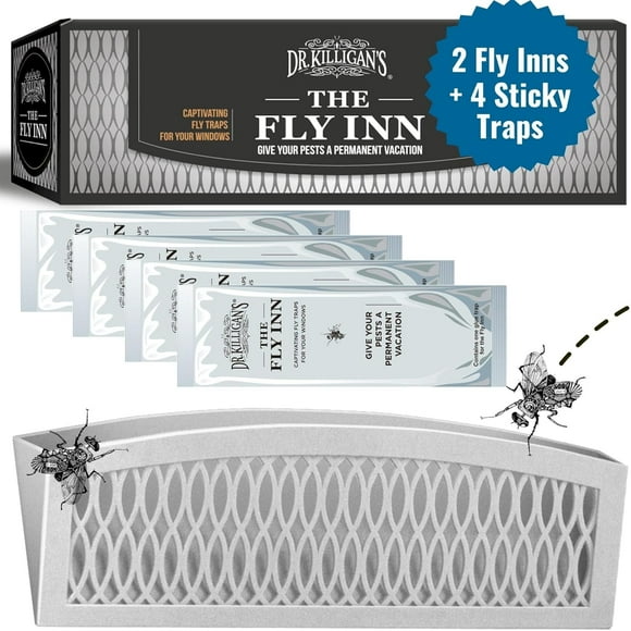 The Fly Inn | Sticky Window Traps | Indoor Insect Trap | Catches and Hides Bugs | Better Than Fly Paper or Ribbon | Get Rid of Flies | (2+4, Gray)