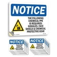 thumbnail image 1 of The Following Chemical PPE Required With Symbol OSHA Notice Vinyl Decal Label 5 Inch x 3.5 Inch - 10 Pack, 1 of 6