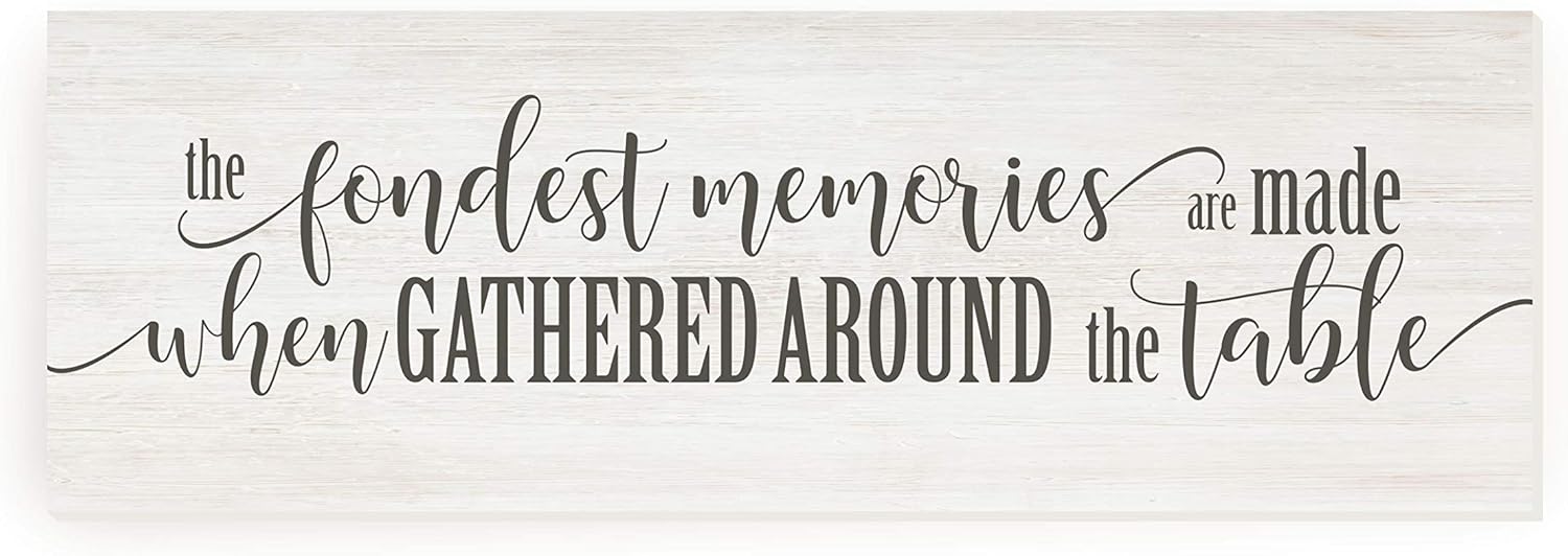 Targa In Legno Rustica Con Frase In Inglese | The Fondest Memories Are Made Gathered At The Table | 45x15 Cm