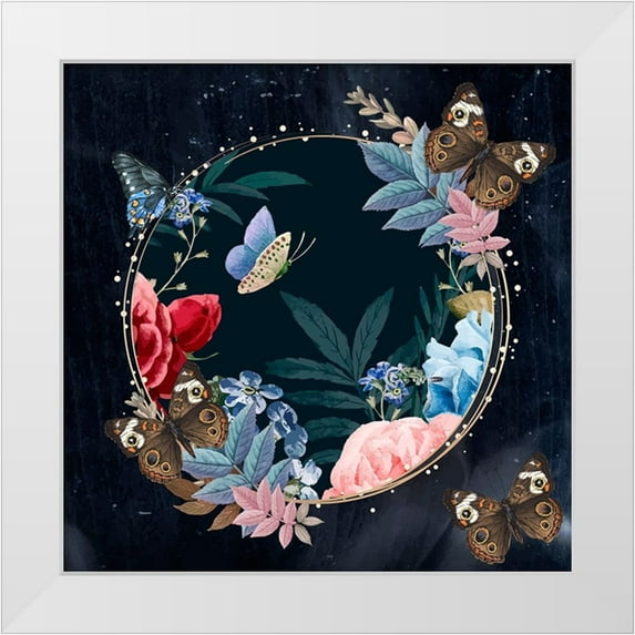 The Font Diva 12x12 White Modern Wood Framed Museum Art Print Titled - Bunches Of Butterflies