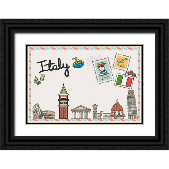The Font Diva 24x17 Black Ornate Wood Framed with Double Matting Museum Art Print Titled - Italy