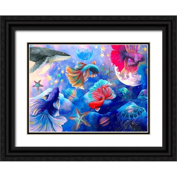 The Font Diva 32x25 Black Ornate Wood Framed with Double Matting Museum Art Print Titled - Deep Sea Galaxy