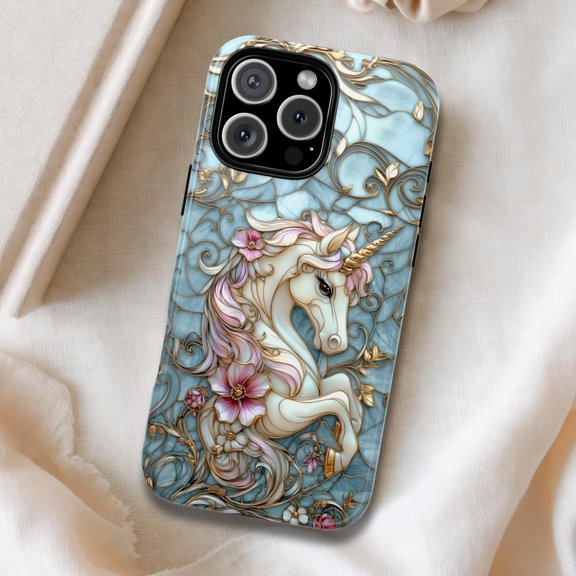 The Fontaine Phone Case, Floral unicorn glass effect, for iPhone 13 Pro