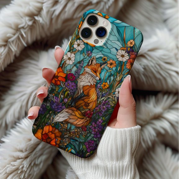 The Fontaine Phone Case, Fox wildflower glass effect, for iPhone 16 Plus