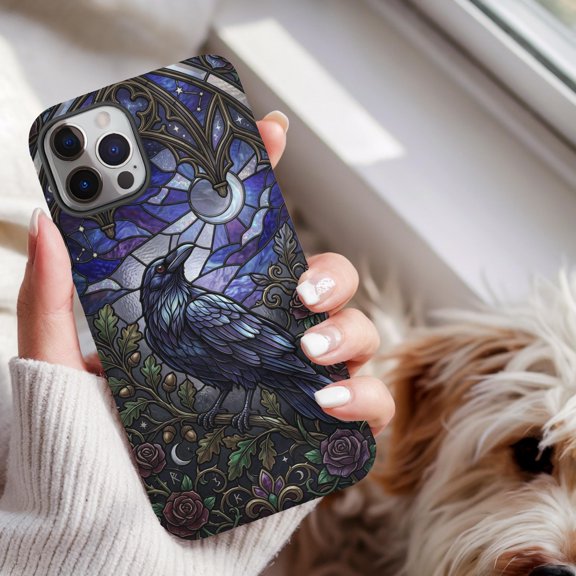 The Fontaine Phone Case, Raven moon glass effect, for iPhone 15