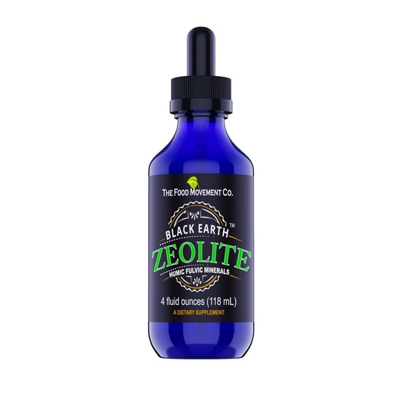 The Food Movement Black Earth Zeolite with Humic Fulvic Acids, Trace Minerals for Gut Health, Immune Support - 4oz Value Size Liquid Drops Supplement