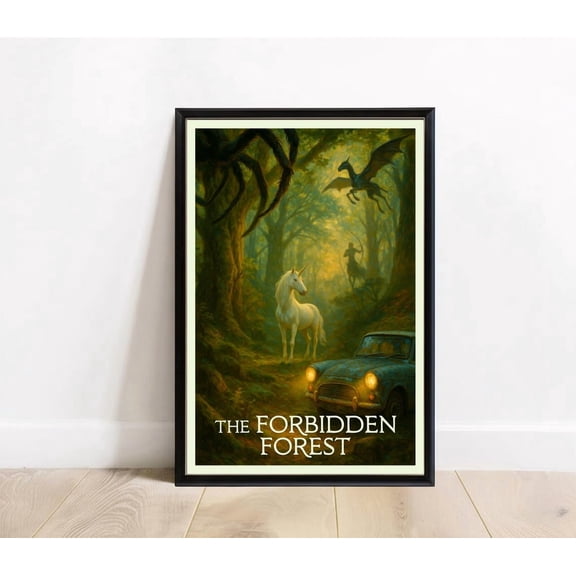 The Forbidden Forest Travel Poster Print Harry Potter Magical Creatures Wall Art Enchanted Woods Fantasy Scene Decor For Living Room Bedroom
