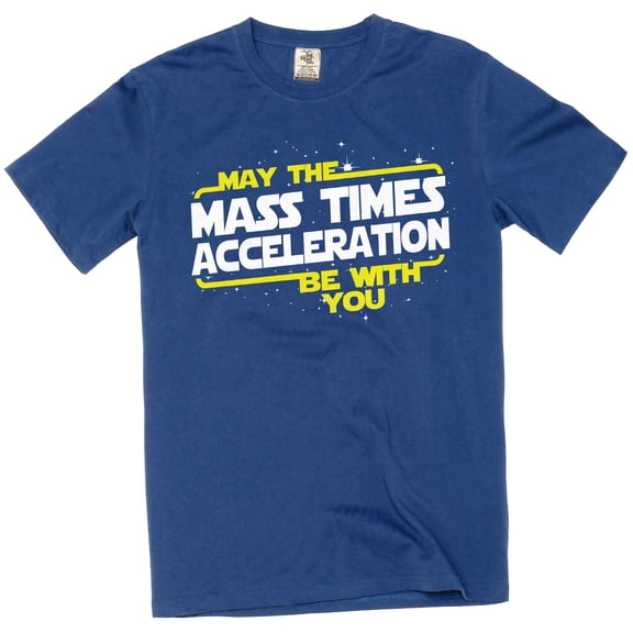 The Force T-Shirt May Mass Times Acceleration be with You Funy Men's T-Shirt (XX-Large Navy Blue)