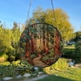 thumbnail image 1 of The Forest Glass Suncatcher v15, Green Tree Nature Window Art, Woodland Wall Decor, 3.5 in, 1 of 3