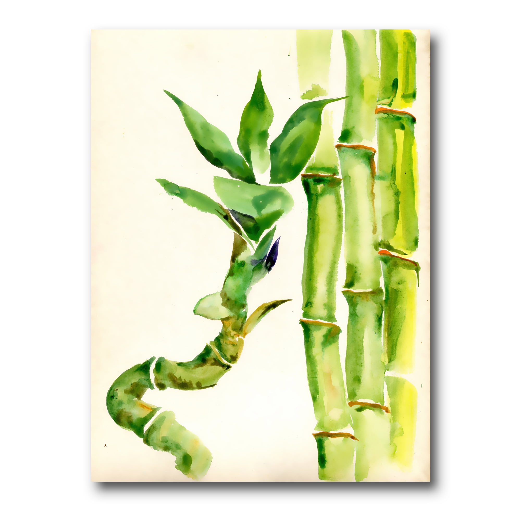 Green Bamboo Tropical Canvas Art Print with Wood Frame, 16 x 32 Inches