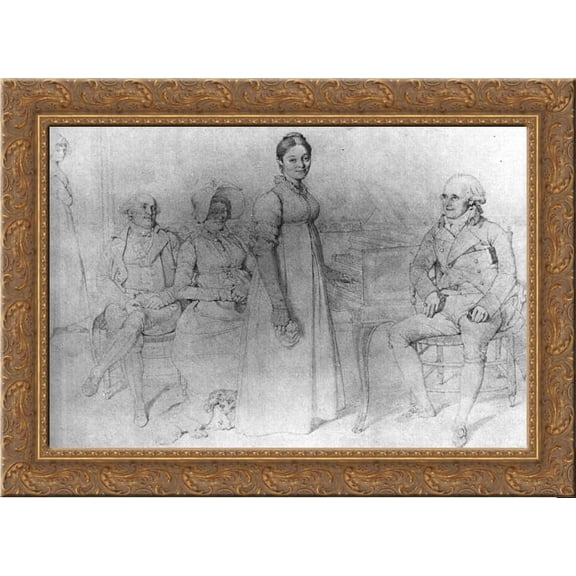 The Forestier Family 24x18 Gold Ornate Wood Framed Canvas Art by Jean Auguste Dominique Ingres