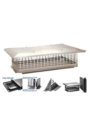 19-Inch x 45-Inch Multi Flue Crown Mount Chimney Cap, Stainless Steel