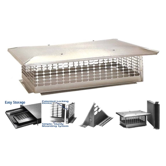The Forever Cap® 25-Inch x 49-Inch Multi Flue Crown Mount Chimney Cap Stainless Steel