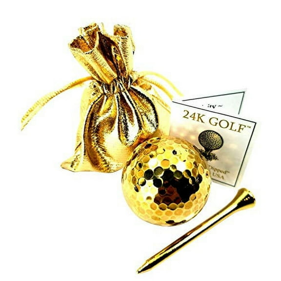 The Forever Rose 24K Golf Real 24K Gold Plated Golf Ball & Tee, Non-Playable Golden Golf Ball for Display