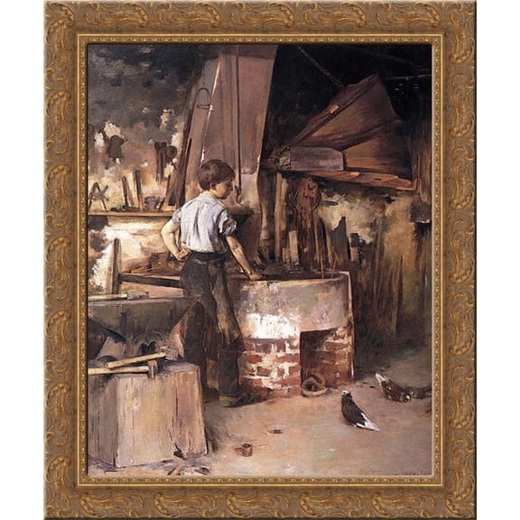 The Forge 20x23 Gold Ornate Wood Framed Canvas Art by Robinson, Theodore