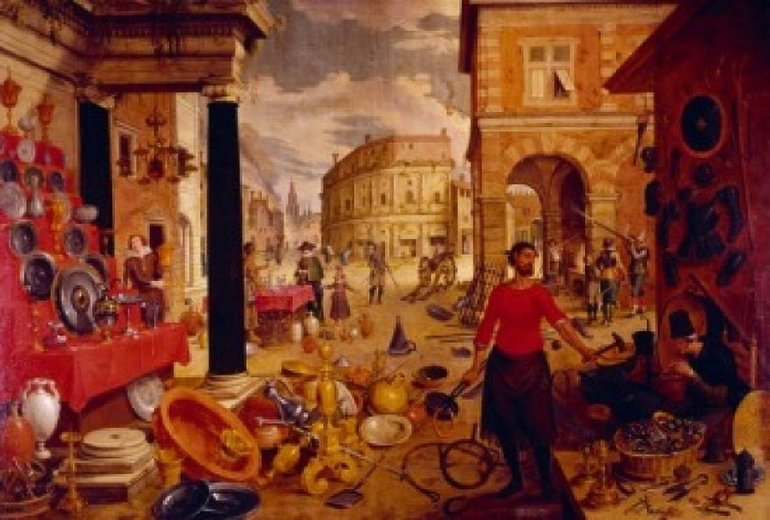 The Forge by Sebastian Vrancx (1573-1647) Canvas Art - Sebastian Vrancx (24 x 36)