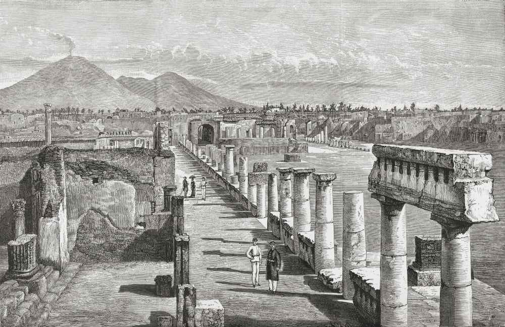 The Forum Pompeii Naples Italy In The Late 19Th Century From Italian Pictures Published 1895 Canvas Art - Ken Welsh Design Pics (19 x 12)
