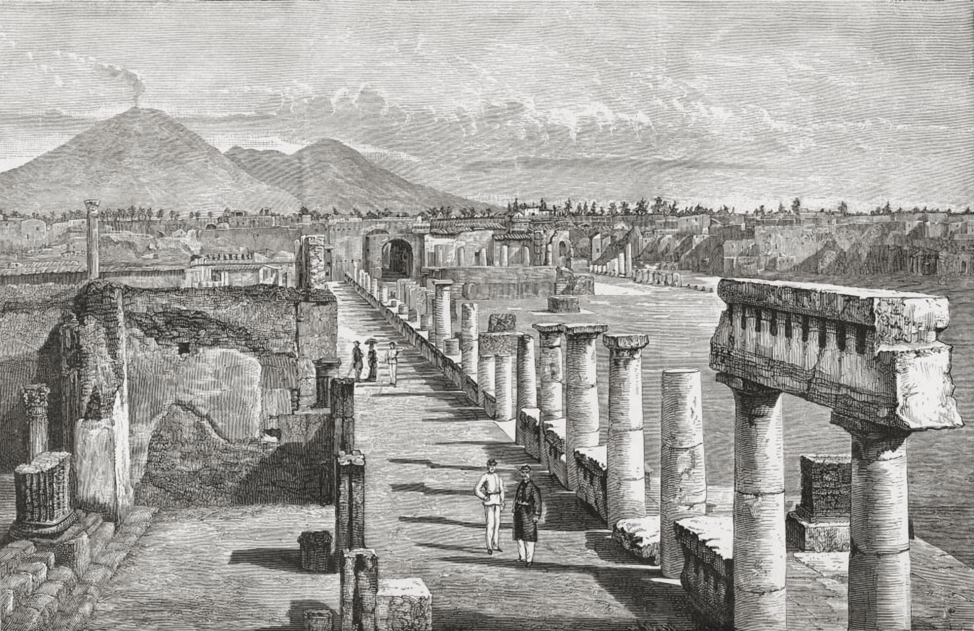 The Forum Pompeii Naples Italy In The Late 19Th Century From Italian Pictures Published 1895 Canvas Art - Ken Welsh Design Pics (38 x 24)