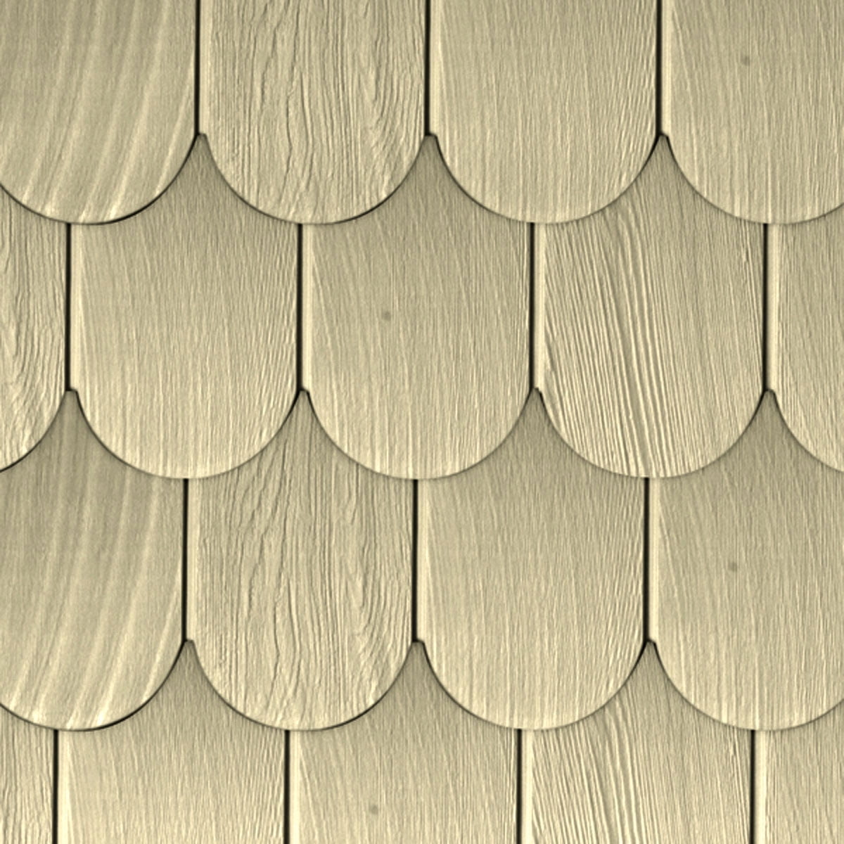 The Foundry 6"W x 60"L Exposure, Vinyl Round Shingles (20 Panels/Ctn. = 50 Sq. Feet), 042 - Almond