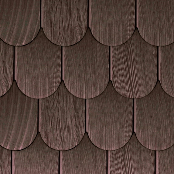 The Foundry 6"W x 60"L Exposure, Vinyl Round Shingles (20 Panels/Ctn. = 50 Sq. Feet), 248 - Cocoa