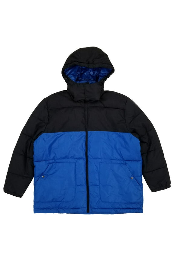 Mens Big & Tall Blue & Black Quilted Puffer Ski Jacket Coat 3XL