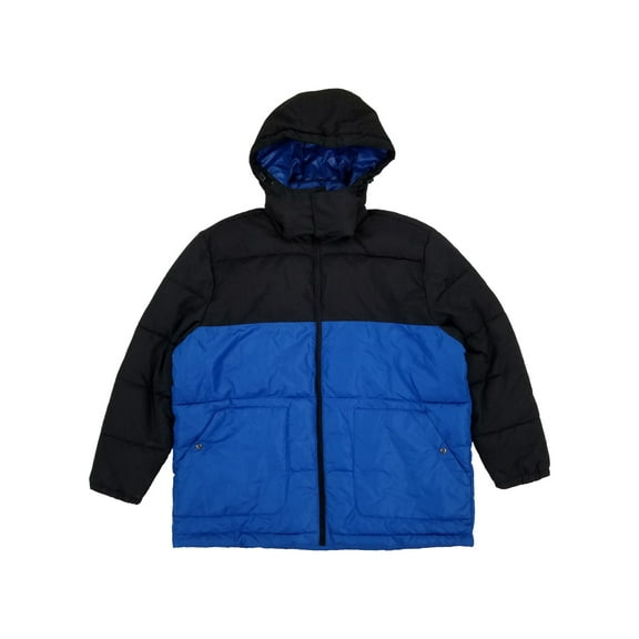The Foundry Mens Big & Tall Blue & Black Quilted Puffer Ski Jacket Coat 4XL