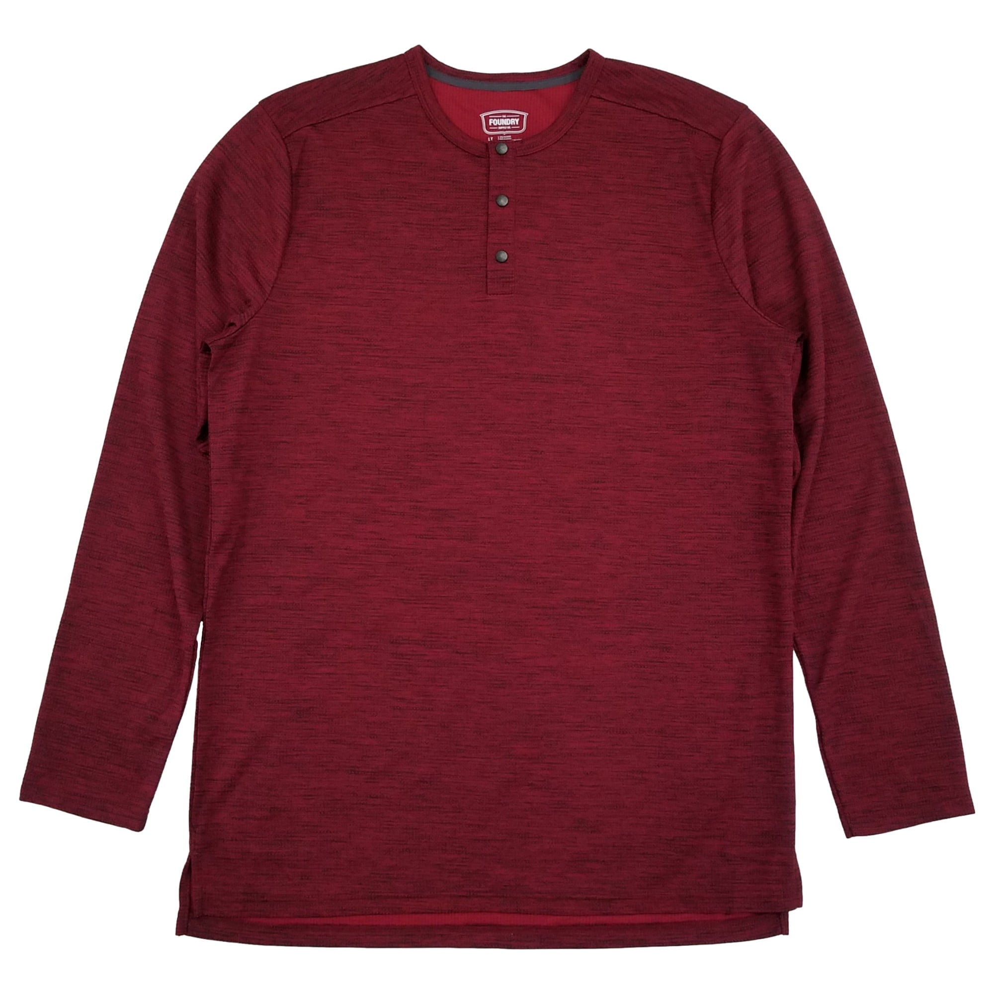 The Foundry Mens Big & Tall Burgundy Heather Long Sleeve Henley 
