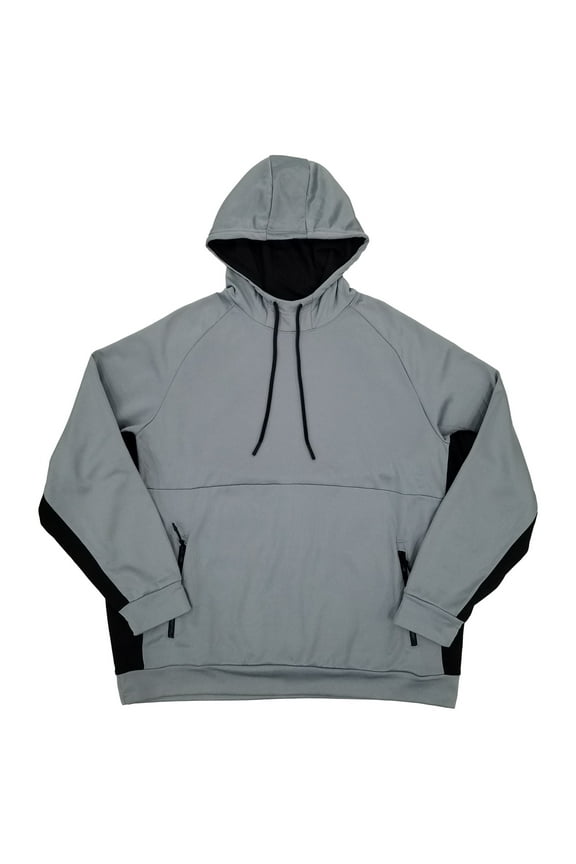 Mens Big & Tall Gray & Black Pullover Hoodie Sweatshirt 2XL