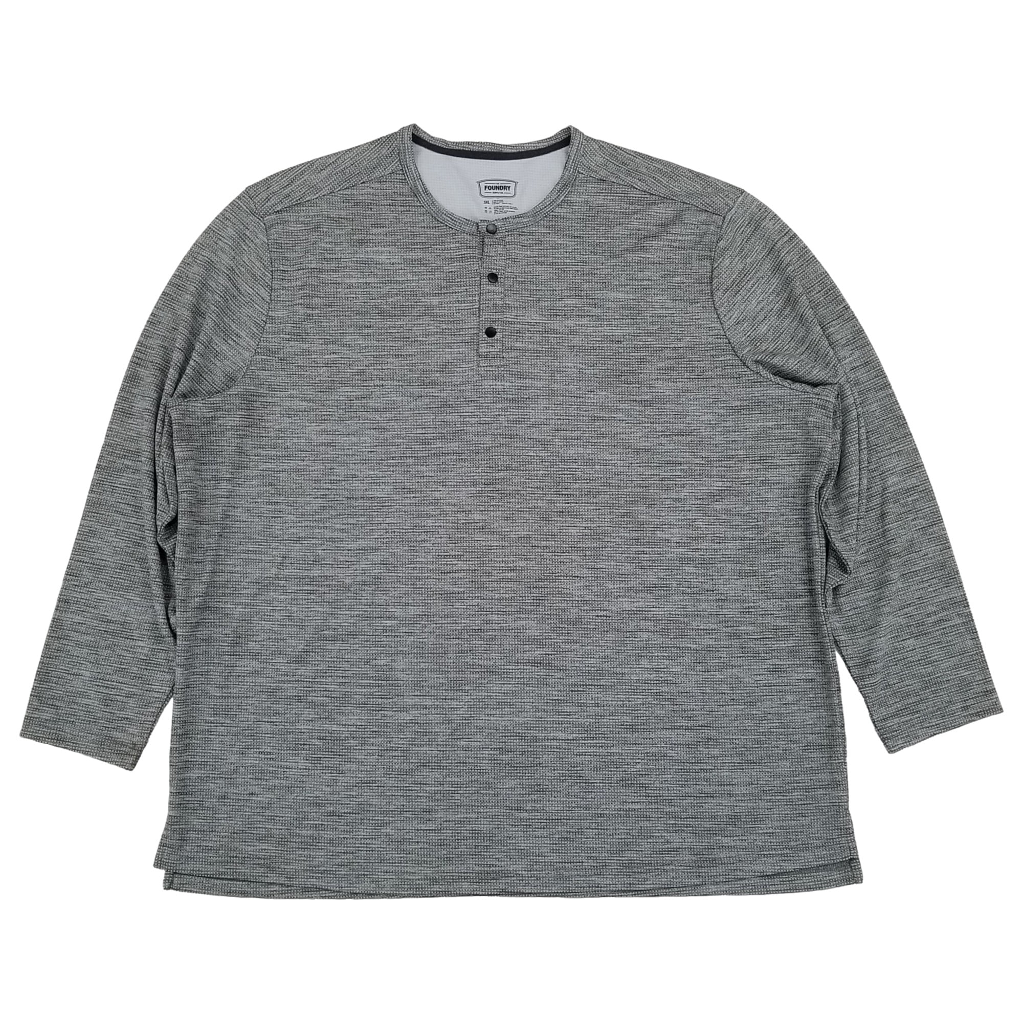 The Foundry Mens Big & Tall Gray Heather Long Sleeve Henley Shirt 3XLT