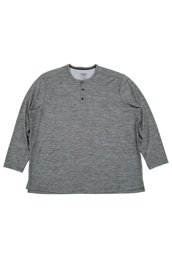 Mens Big & Tall Gray Heather Long Sleeve Henley Shirt 3XLT