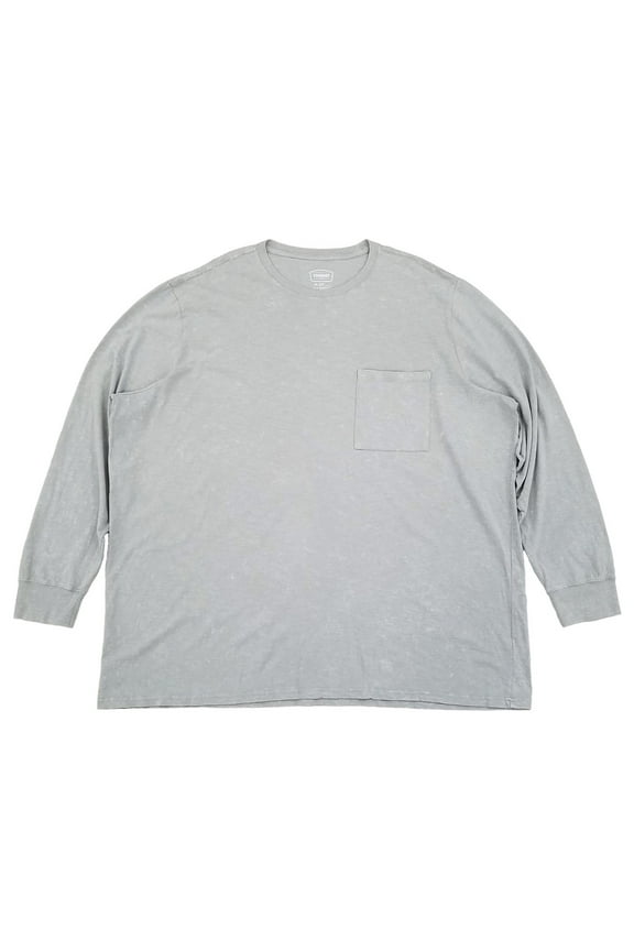 Mens Big & Tall High Rise Gray Long Sleeve Pocket Tee T-Shirt 4XL