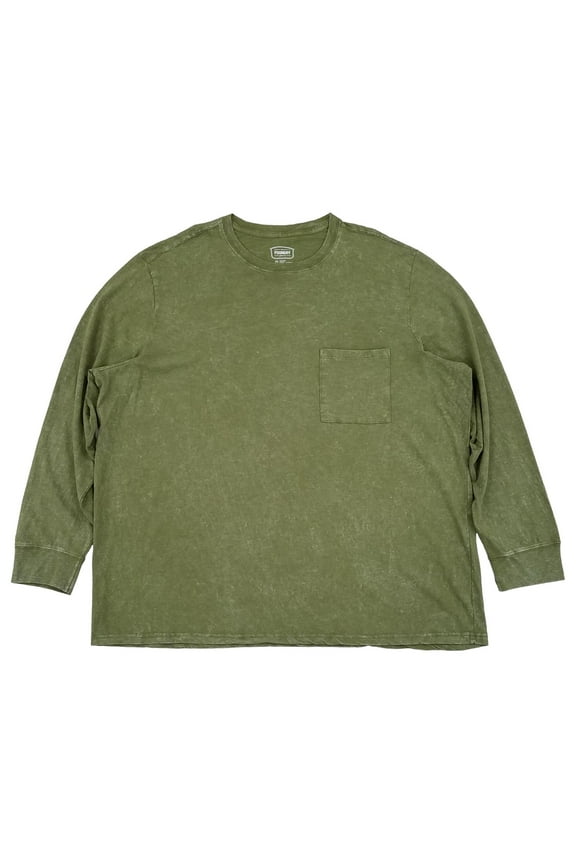 Mens Big & Tall Kelp Green Long Sleeve Pocket Tee T-Shirt 4XL