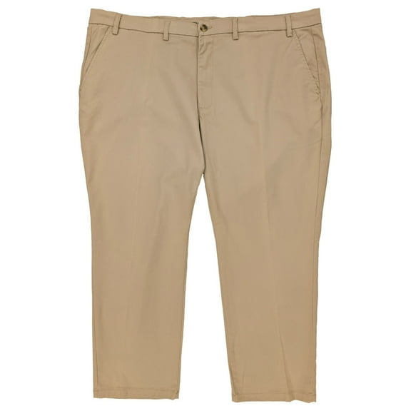 The Foundry Mens Big & Tall Khaki Straight Fit Elastic Waist Pants 52X32