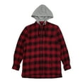 thumbnail image 1 of The Foundry Mens Big & Tall Red Plaid Hooded Flannel Shirt Jacket 3XL, 1 of 1