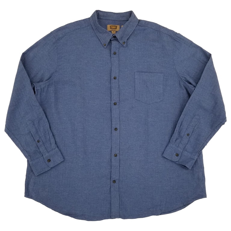 The Foundry Mens Blue Herringbone Long Sleeve Button-Down Flannel Shirt 3XL  - Walmart.com