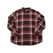 The Foundry Mens Chocolate Plaid Long Sleeve Button-Down Flannel Shirt 3XL
