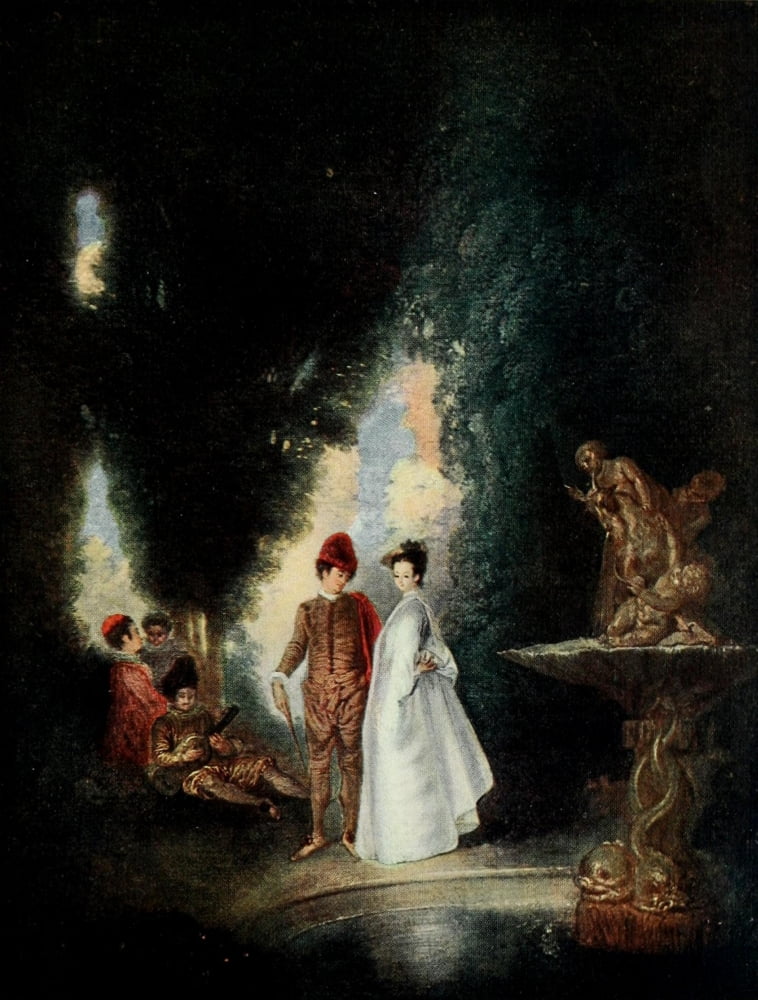The Fountain Watteau 1910 Canvas Art - Antoine Watteau (24 x 36)