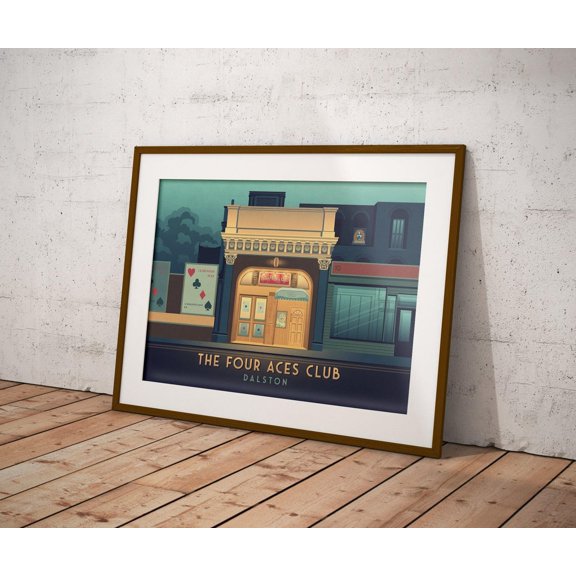 The Four Aces Club Dalston London Music Venue Reggae Art, Unframed Paper Poster 8x10in