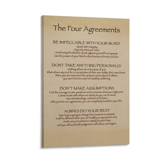 The Four Agreements Poster Canvas Poster Wall Art Picture Prints Hanging Photo Gift Decor Home Posters Artworks 12x18inch(30x45cm)
