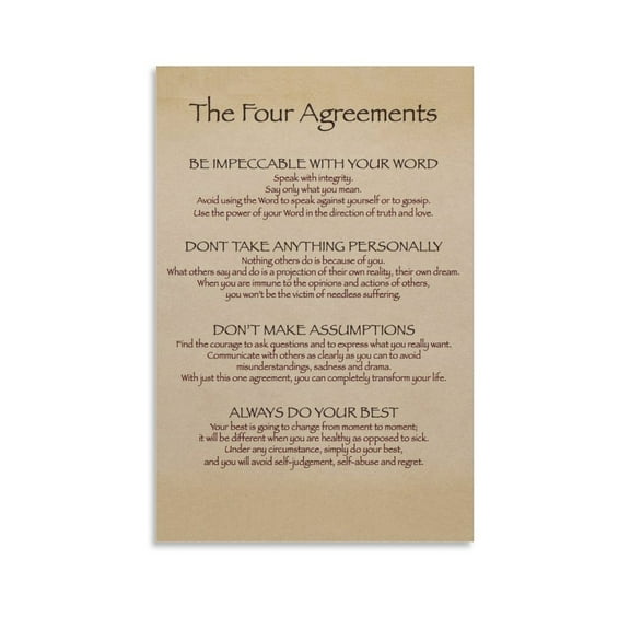 The Four Agreements Poster Wall Art Picture Painting Poster Canvas Print Posters Artworks Bedroom Living Room Decor 12x18inch(30x45cm)