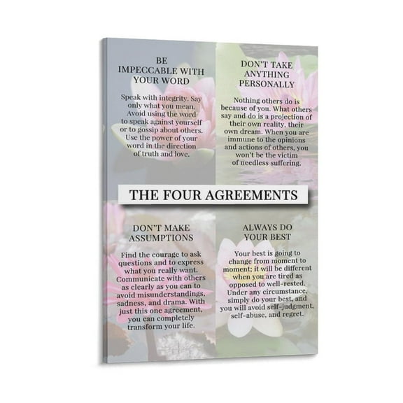 The Four Agreements Poster for Kids Canvas Wall Art Poster Decorative Bedroom Modern Home Print Picture Artworks Posters 16x24inch(40x60cm)