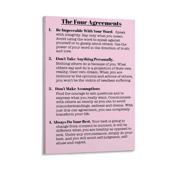 The Four Agreements Wall Art Canvas Poster Wall Art Picture Prints Hanging Photo Gift Decor Home Posters Artworks 24x36inch(60x90cm)