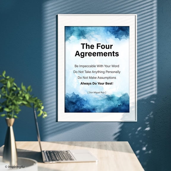 The Four Agreements Wall Art Print, Unframed Paper Poster 8x10in